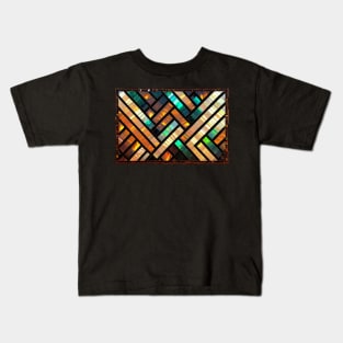 Fire Opal and Mother of Pearl Mosaic Inlay Kids T-Shirt